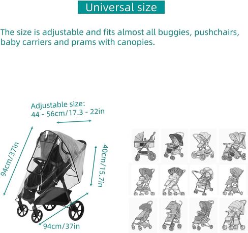 Stroller rain Cover, Baby Stroller rain Cover Universal Stroller Weather Shields, Travel Weather Shield Windproof and Waterproof with Waterproof Zip, Good air Circulation, Food-Grade EVA Material in Saudi Arabia