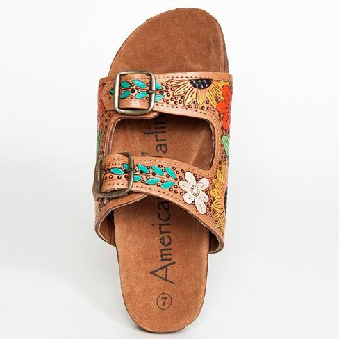 American Darling Hand Tooled, Carved Genuine Leather Sandal Footwear Flip Flop | Tooled in Saudi Arabia