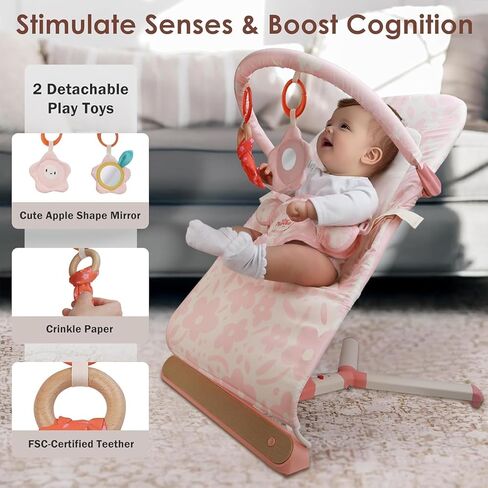 كرسي هزاز للأطفال من تايني مارفلز، مقعد هزاز للأطفال مزود بحزام ثلاثي النقاط للأطفال حديثي الولادة، كرسي هزاز للأطفال in Kuwait