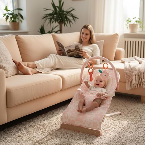 كرسي هزاز للأطفال من تايني مارفلز، مقعد هزاز للأطفال مزود بحزام ثلاثي النقاط للأطفال حديثي الولادة، كرسي هزاز للأطفال in Kuwait