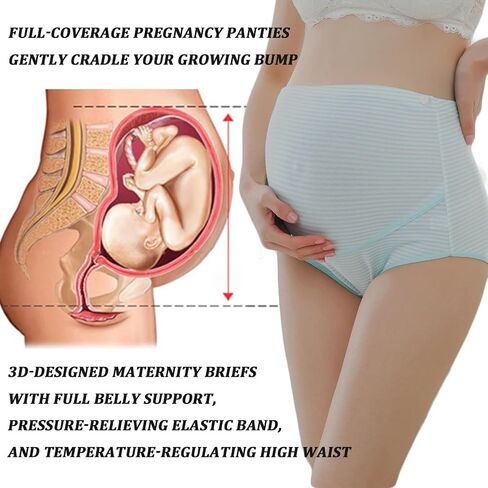 Maternity Cotton Underwear High Waist Adjustable Pregnancy Seamless Soft Hipster Panties Over Bump 4-Pack in Saudi Arabia