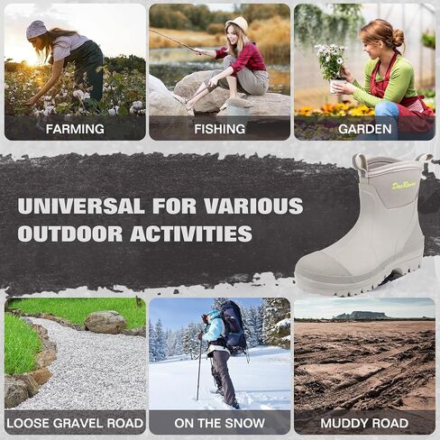 DaeRainy Women's Ankle Rain Boots Waterproof Garden Shoes – Short Neoprene Rubber Booties for Wet Weather & Outdoor Use in Saudi Arabia