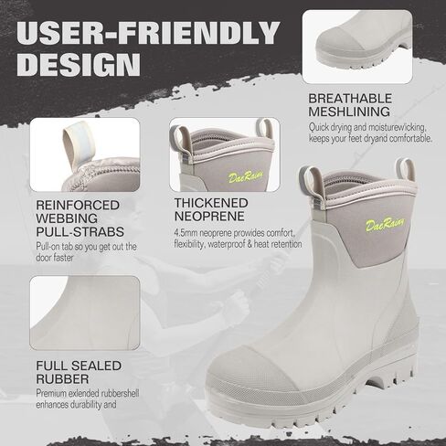 DaeRainy Women's Ankle Rain Boots Waterproof Garden Shoes – Short Neoprene Rubber Booties for Wet Weather & Outdoor Use in Saudi Arabia