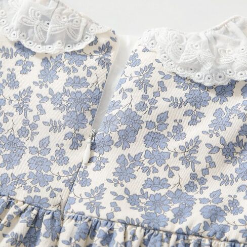 Simplee kids Baby Girls Smocked Dress Handmade Spring Fall Casual Dresses Floral Print Sundress Princess Dress for Toddlers in Kuwait