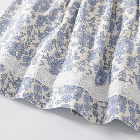 Simplee kids Baby Girls Smocked Dress Handmade Spring Fall Casual Dresses Floral Print Sundress Princess Dress for Toddlers in Kuwait