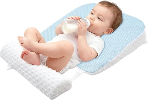 Reflux Pillow for Baby, Baby Feeding Pillow, Nursing Pillow for Newborn, Tummy Time Pillow, Newborn Pillow, Premium Foam with Double-Sided Removable Cover 17.72" × 17.32" × 3.15"(Light Blue) in Saudi Arabia