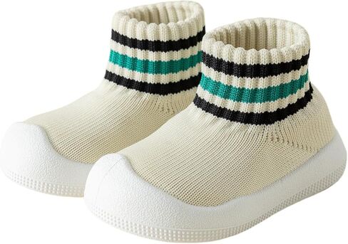 Baby Sock Shoes Toddler Walking Slippers Non-Slip Breathable Stripes Shoes with Soft Rubber Sole for Infant Boys Girls Slip On Sneakers in Saudi Arabia