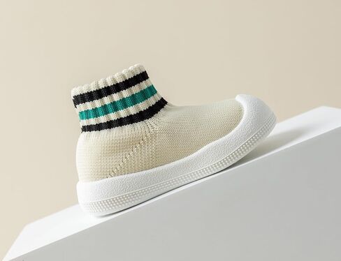 Baby Sock Shoes Toddler Walking Slippers Non-Slip Breathable Stripes Shoes with Soft Rubber Sole for Infant Boys Girls Slip On Sneakers in Saudi Arabia