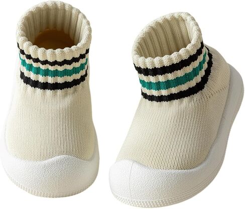 Baby Sock Shoes Toddler Walking Slippers Non-Slip Breathable Stripes Shoes with Soft Rubber Sole for Infant Boys Girls Slip On Sneakers in Saudi Arabia