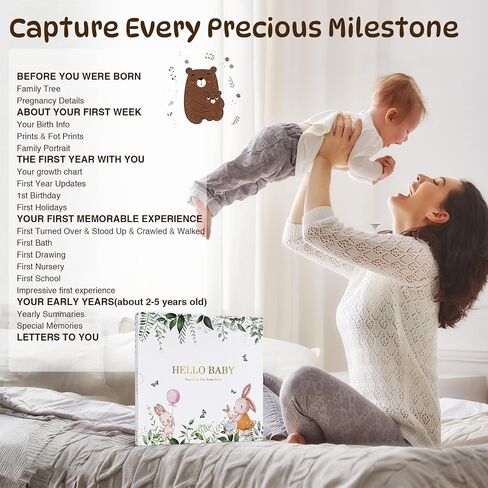 Baby Memory Book Keepsake for Boy and Girl Gifts Timeless First 5 Year Milestone Book to Record Every Event from Birth to Age 5 Gender Neutral Baby Journal Scrapbook Album in Saudi Arabia
