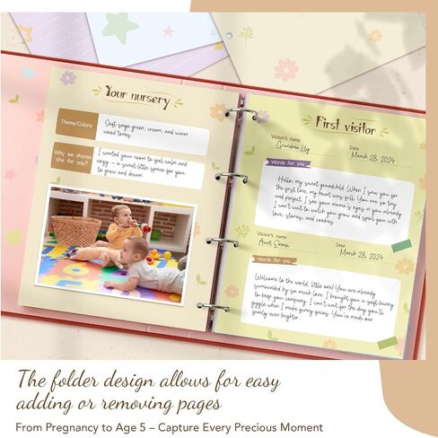 Baby Memory Book – Baby Book Keepsake Pregnancy Journal, Gender Neutral Photo Album and Milestone Scrapbook for Boy or Girl to Record Memories from Pregnancy to Age 5,newborn books in Saudi Arabia