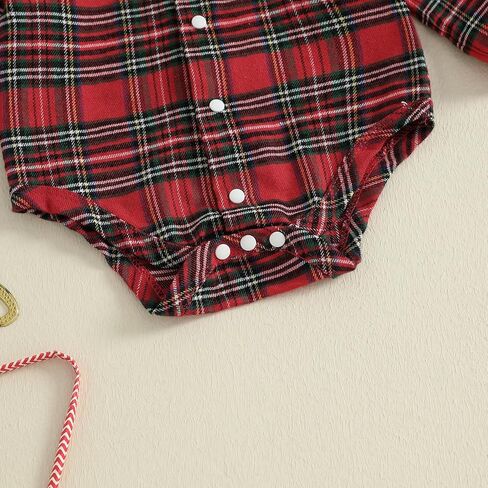 Baby Boy First Christmas Outfit Newborn Long Sleeve Romper Plaid Overall Pants Hat Infant Winter Clothes in Saudi Arabia