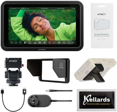 حزمة شاشة Atomos Shinobi II مقاس 5.2 بوصة HDMI HDR مع مجموعة ملحقات Atomos Creator لشاشات مقاس 5 بوصات، مناديل تنظيف الشاشة المضادة للكهرباء الساكنة (5 عبوات) in Saudi Arabia