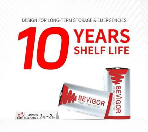 BEVIGOR CR123A 3V Lithium Battery 16 Pack, 1500mAh CR123A Battery, 123A Lithium Batteries for Home Security Senso, Motion Door Lock, High Intensity Flashlights, Non-Rechargeable in Saudi Arabia