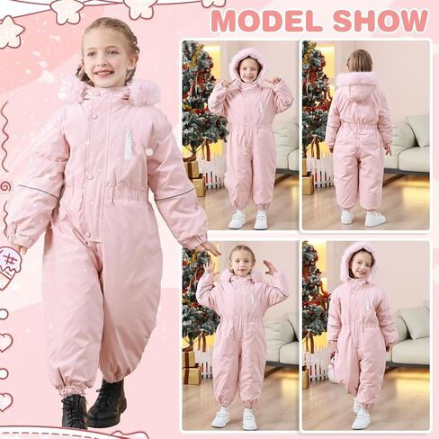 UVIPC طفل سنوسويت 2T 3T 4T 5T الاطفال طفل الفتيان الفتيات الثلوج الدعاوى الشتاء الملابس فو الفراء مقنعين بذلة معطف في الهواء الطلق in Kuwait