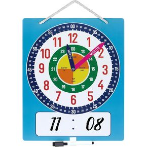 Magnetic Writable Dry Erase Learning Clock for Kids, 13.7'' x 11.2" Teaching Demonstration Clock for Kid to Tell Time, Perfect for Home School Classroom Supplies, Pen Included in Saudi Arabia