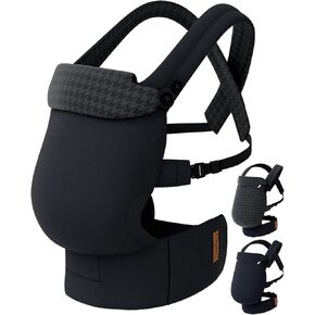 Reversible Baby Carrier – Black Solid & Leopard Print; Lightweight & Breathable Lyocell Fabric; Ergonomic Lumbar Support and Quick Hands-Free Wear for Newborn to Toddler (7–44 lbs) in Saudi Arabia