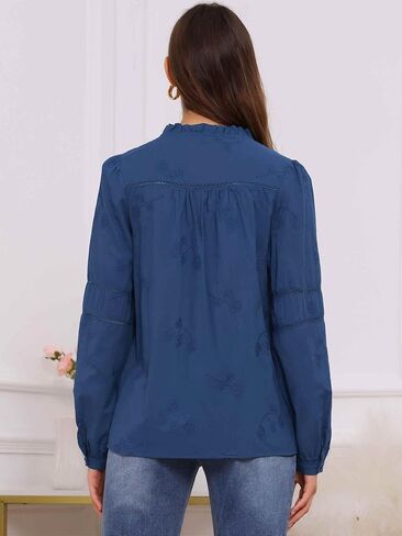 Womens Maternity Top Long Sleeve Button Shirt Lace Trim Blouse V Neck Cotton Casual Office Pregnancy Blouse in Kuwait