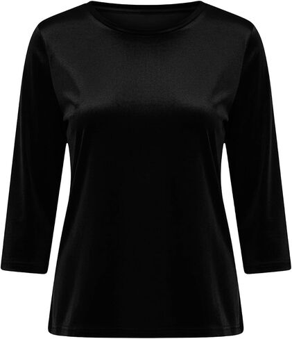 Velvet Tops for Women Dressy Casual Crewneck 3/4 Sleeve Velour Shirt Fall Winter Fashion Comfy Tshirts Blouses in Saudi Arabia