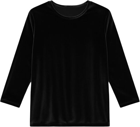 Velvet Tops for Women Dressy Casual Crewneck 3/4 Sleeve Velour Shirt Fall Winter Fashion Comfy Tshirts Blouses in Saudi Arabia