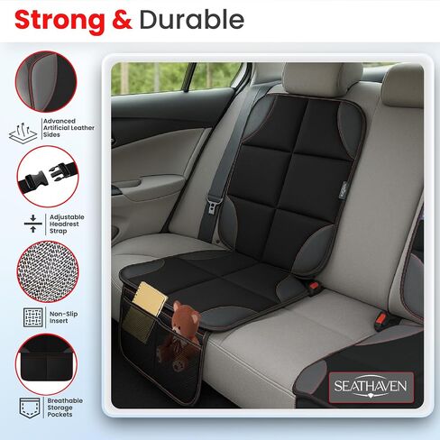 2 Pack Car Seat Protector for Child Car Seat/Pets,Waterproof Non-Slip 600D Polyester Seat Protector Under Baby Seat, Car Seat Cover with Storage Pockets–Durable Easy to Clean-Universal Size in Saudi Arabia