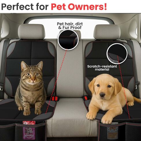 2 Pack Car Seat Protector for Child Car Seat/Pets,Waterproof Non-Slip 600D Polyester Seat Protector Under Baby Seat, Car Seat Cover with Storage Pockets–Durable Easy to Clean-Universal Size in Saudi Arabia