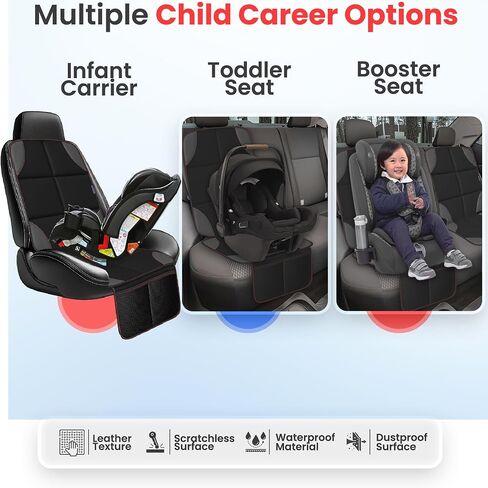2 Pack Car Seat Protector for Child Car Seat/Pets,Waterproof Non-Slip 600D Polyester Seat Protector Under Baby Seat, Car Seat Cover with Storage Pockets–Durable Easy to Clean-Universal Size in Saudi Arabia