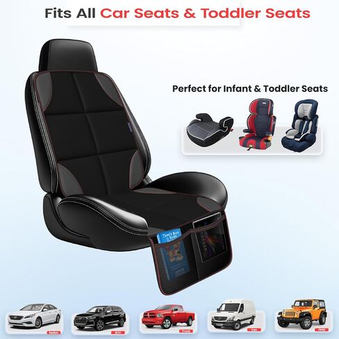 2 Pack Car Seat Protector for Child Car Seat/Pets,Waterproof Non-Slip 600D Polyester Seat Protector Under Baby Seat, Car Seat Cover with Storage Pockets–Durable Easy to Clean-Universal Size in Saudi Arabia