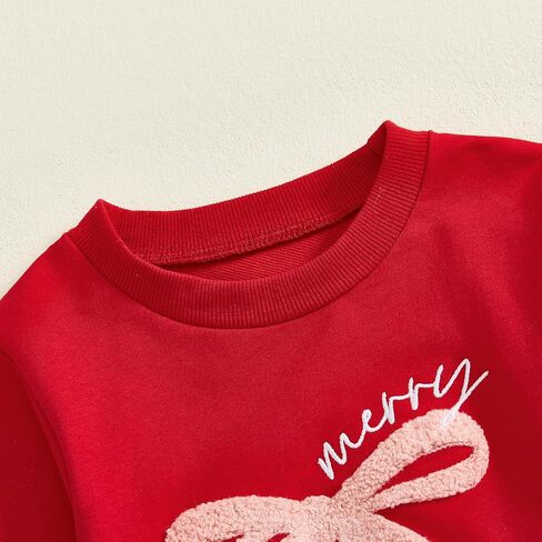 Dcohmch Toddler Girl Christmas Outfit Bow Embroidery Long Sleeve Sweatshirt Sequin Candy Tulle Skirt Fall Winter Clothes in Saudi Arabia