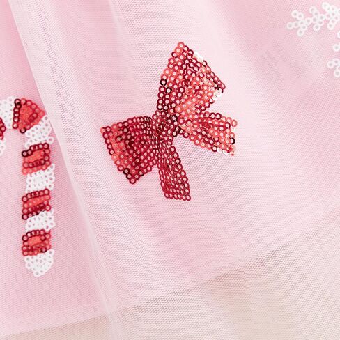 Dcohmch Toddler Girl Christmas Outfit Bow Embroidery Long Sleeve Sweatshirt Sequin Candy Tulle Skirt Fall Winter Clothes in Saudi Arabia