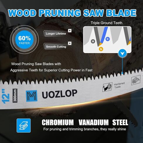 12 inch Wood Pruning Saw Blades, 3 Pcs Japanese Teeth Reciprocating Saw Blade 5TPI for Tree Trimming, Wood Cutting with Storage Box in Saudi Arabia