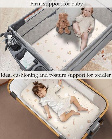 مراتب أطفال قطنية مقاس 38x24 - مراتب للعب واللعب، مراتب Pack N Play، مرتبة Playpen للاستخدام في Pack N Play، سميكة وقابلة للغسل ومضادة للحساسية وقابلة للتنفس وقابلة للحمل من إسفنج الذاكرة الناعم in Saudi Arabia