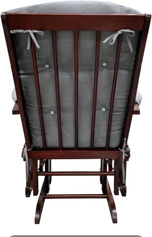 Adeliza Gray Microfiber & Cherry Finish Glider Chair & Ottoman Set for Restful Relaxation in Saudi Arabia