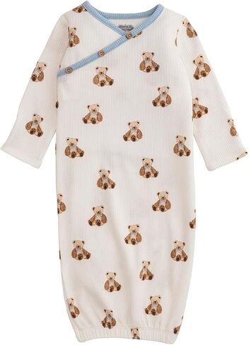 Mud Pie Baby Boy's Kids Teddy Bear Print Gown, White in Saudi Arabia