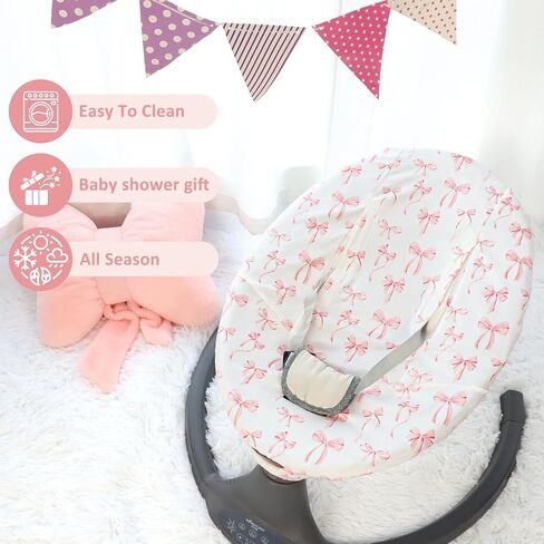 DAYEEBALL Infant Car Seat Liner, Baby Seat Cover Liner for Carseat Protection, Winter Car Seat Cover Liner for Baby Boys & Girls, Warm Minky Fabric, Soft and Skin-Friendly, Machine Washable, Pink Bow in Saudi Arabia