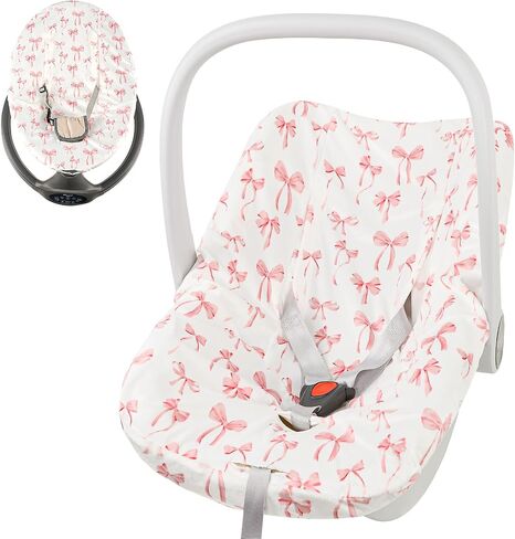 DAYEEBALL Infant Car Seat Liner, Baby Seat Cover Liner for Carseat Protection, Winter Car Seat Cover Liner for Baby Boys & Girls, Warm Minky Fabric, Soft and Skin-Friendly, Machine Washable, Pink Bow in Saudi Arabia