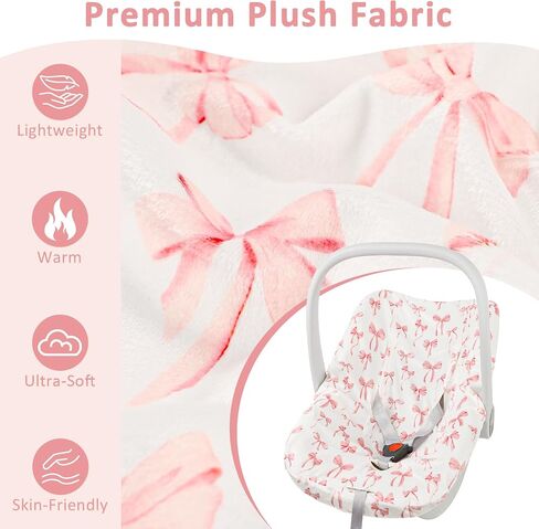 DAYEEBALL Infant Car Seat Liner, Baby Seat Cover Liner for Carseat Protection, Winter Car Seat Cover Liner for Baby Boys & Girls, Warm Minky Fabric, Soft and Skin-Friendly, Machine Washable, Pink Bow in Saudi Arabia