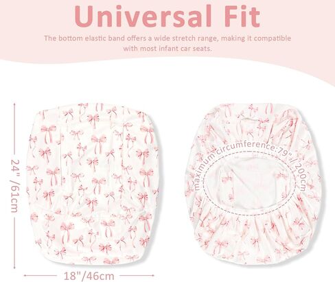 DAYEEBALL Infant Car Seat Liner, Baby Seat Cover Liner for Carseat Protection, Winter Car Seat Cover Liner for Baby Boys & Girls, Warm Minky Fabric, Soft and Skin-Friendly, Machine Washable, Pink Bow in Saudi Arabia