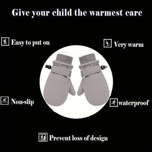 Waterproof Winter Mittens for Toddlers Baby Girls & Boys - Thermal Insulated Snow Gloves for Warm Fleece Lined in Saudi Arabia