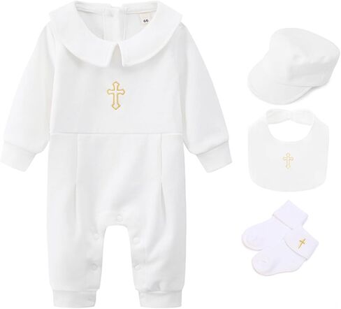 Baby Girl Boy Christening Baptism Outfit Infant with Socks 2Pcs in Saudi Arabia