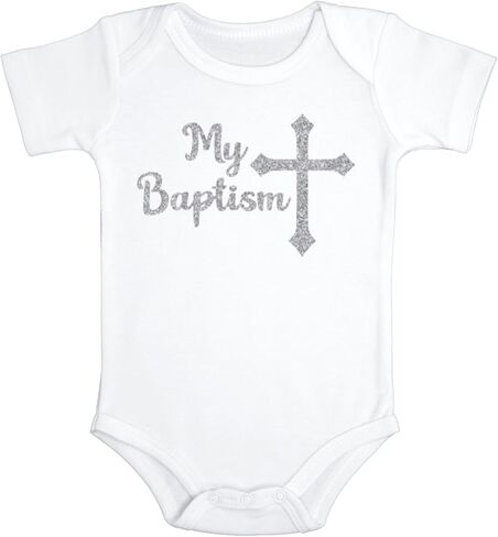 My Baptism Baby Christening Silver Glitter Baby Bodysuit | Baptism Gift | Baby Baptism Jumpsuit in Saudi Arabia