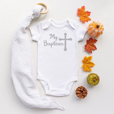 My Baptism Baby Christening Silver Glitter Baby Bodysuit | Baptism Gift | Baby Baptism Jumpsuit in Saudi Arabia