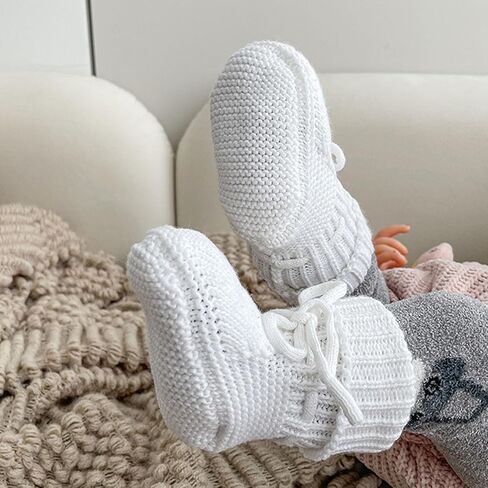 Crochet Baby Booties & Hat with Cross, Newborn Christening Baptism Outfit Knit Infant Shoes & Cap Gift for Baby Boy Girl 2PCs in Saudi Arabia
