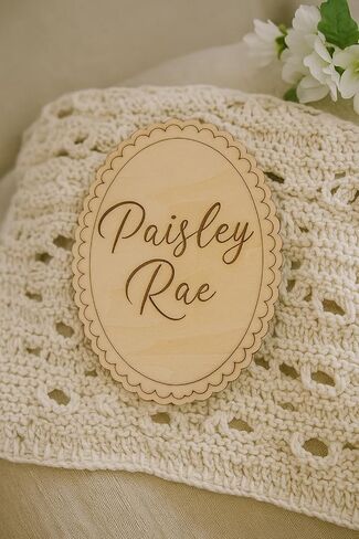 Personalized Engraved Scallop Edge Baby Name Sign, Birth Announcement Plaque, Baby Shower - Newborn Keepsake (All 3 Signs Bundle) in Saudi Arabia