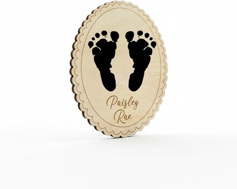 Personalized Engraved Scallop Edge Baby Name Sign, Birth Announcement Plaque, Baby Shower - Newborn Keepsake (All 3 Signs Bundle) in Saudi Arabia