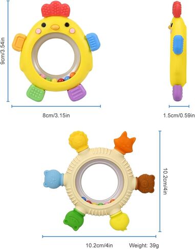 2 Pack Sensory Toys for Babies,Baby Teething Rings Toys for 0-6 6-12 Months Baby Rattle Teether Silicone Teether Relief Chew Soothing,BPA Free,Sore Gums Babys Teethers Toys in Saudi Arabia