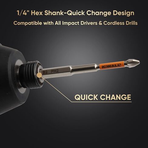 5-Pack PH2 Magnetic Phillips Bits, 2-3/4 Inches Impact Driver Bit Set, S2 Alloy Steel, Anti-Slip Precision Tip, Quick Change 1/4" Hex Shank for Power Drill & Impact Driver in Kuwait