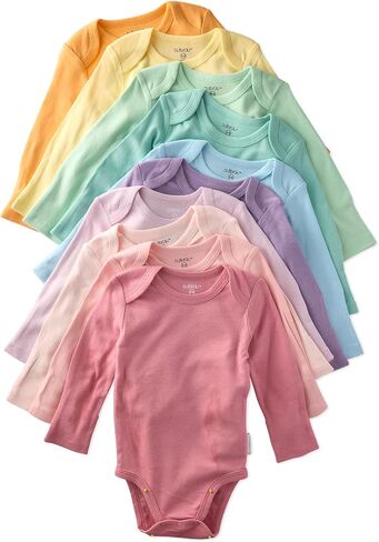 unisex-baby Blake 10-pack Long Sleeve Bodysuits​ 100% Organic Cotton Baby Boy & Girls in Kuwait