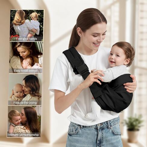 Baby Sling Carrier, Adjustable Baby Carrier Newborn to Toddler Carrier for 8-40lbs, Toddler Sling Carriers, Toddlers Hip Carriers, Black in Saudi Arabia