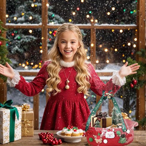 سلة هدايا فارغة لعيد الميلاد، سلال زينة عيد الميلاد مع أكياس هدايا وأشرطة، سلة تخزين صغيرة من الحبال القطنية لألعاب الأطفال والحيوانات الأليفة، مقاس 12 × 8 × 5 بوصة، أحمر in Kuwait